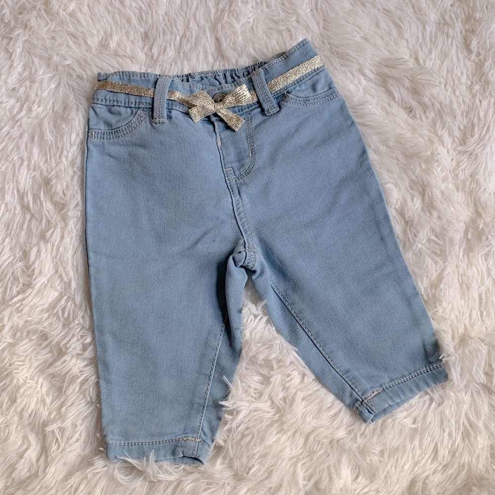Oshkosh Baby Girl Jeans with Silver Ribbon  Belt